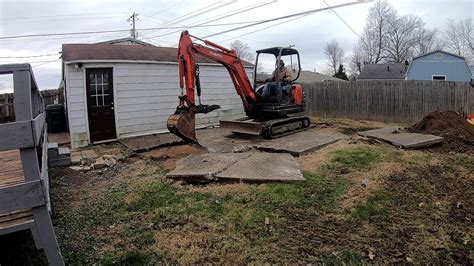 can a mini excavator remove concrete|Kubota Mini Ex BREAKING a Concrete Patio & Grading a Backyard.